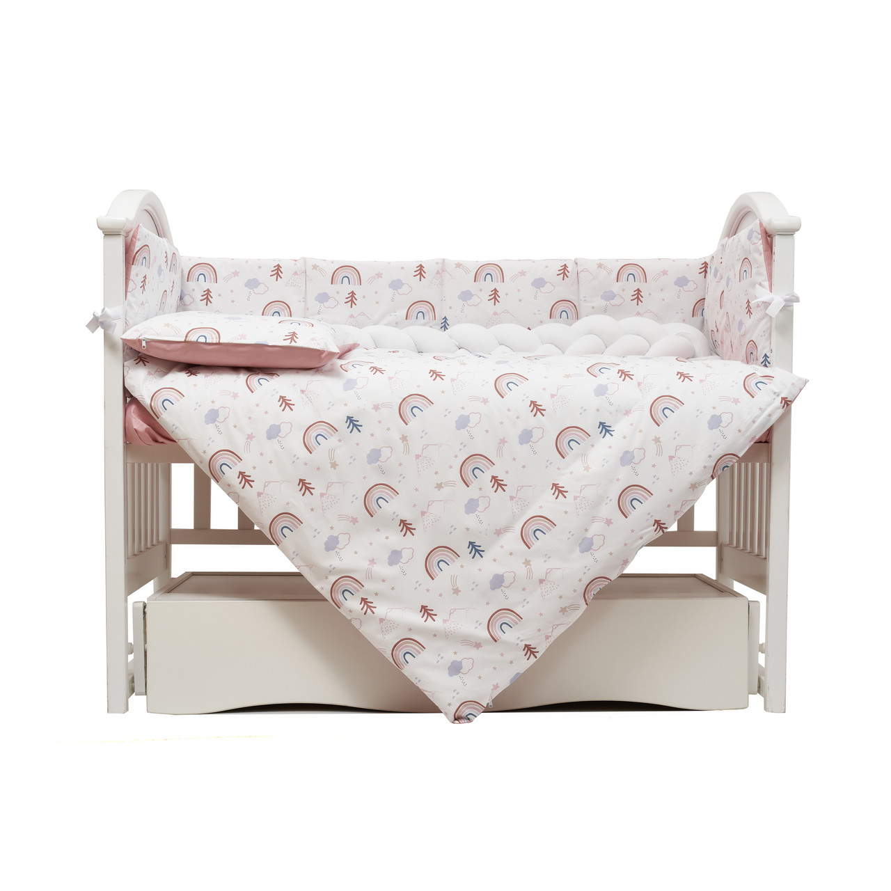 Постільний комплект 7 ел. Twins Rainbow 4073-TR-24, powder pink, пудра, фото 1