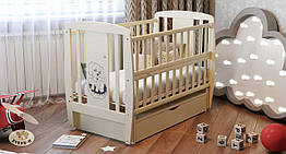 Дитяче ліжечко Дубок Песик з шухлядою та маятником слонова кістка