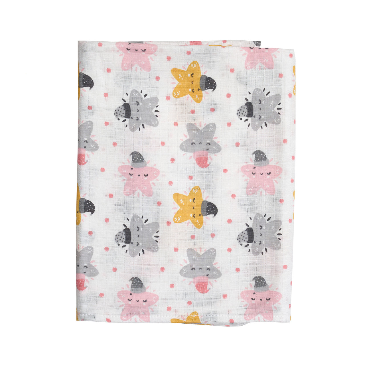 Пелюшка Twins муслінова 110х75 кольору в асортименті 1610-TPMSP-20, Stars pink, білий/рожевий, фото 1