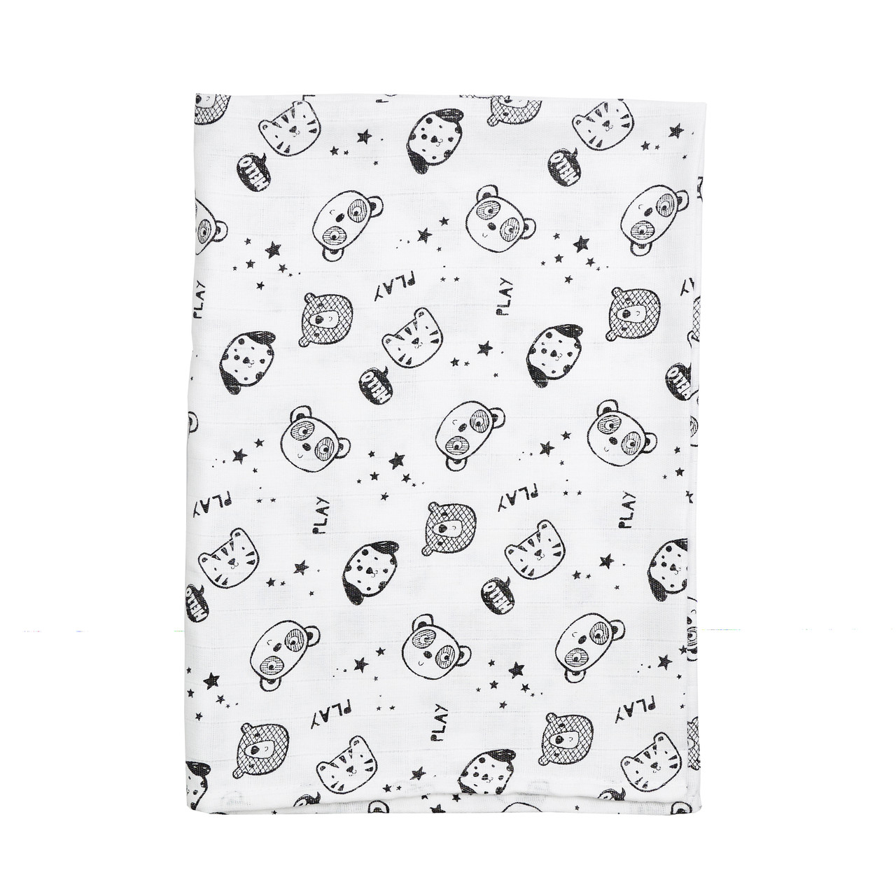 Пелюшка Twins муслінова 110х75 кольору в асортименті/1610-TPM-13, Animals, білий / чорний, фото 1