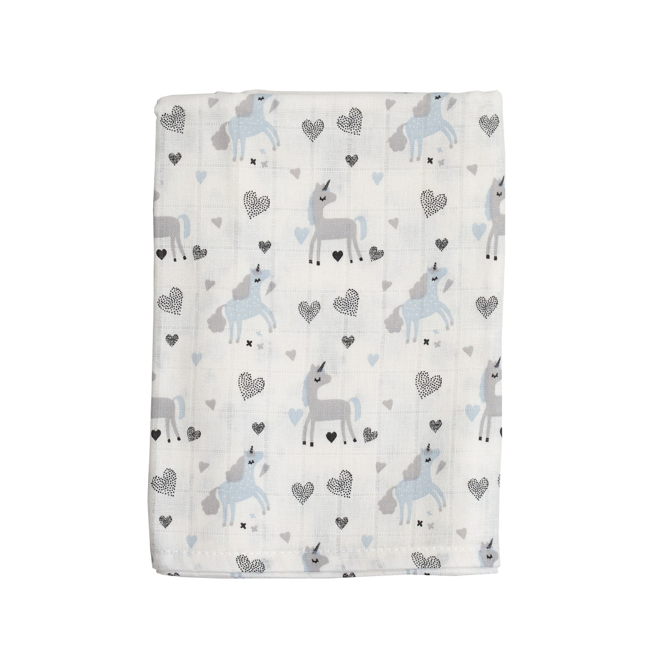 Пелюшка Twins муслінова 110х75 кольору в асортименті/1610-TPM-09U, Єдиноріг блакитний, блакитний, фото 1