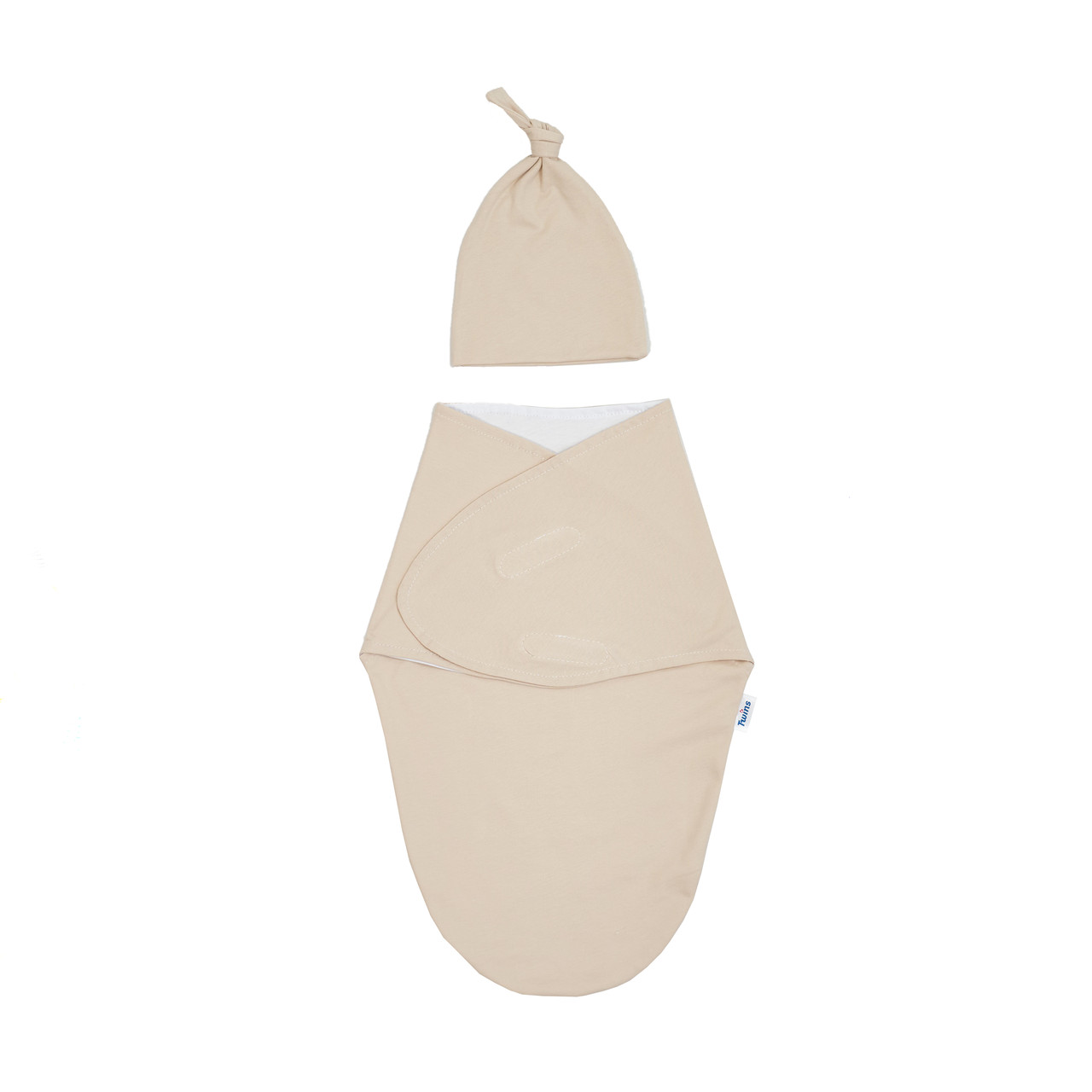 Євро — пелюшка Twins і шапочка (інтерлок) 1911-EP-02, beige, бежевий, фото 1