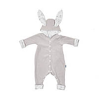 Ромпер Twins Rabbit велюр 62р W-111-TBR-62-10, grey, светло серый