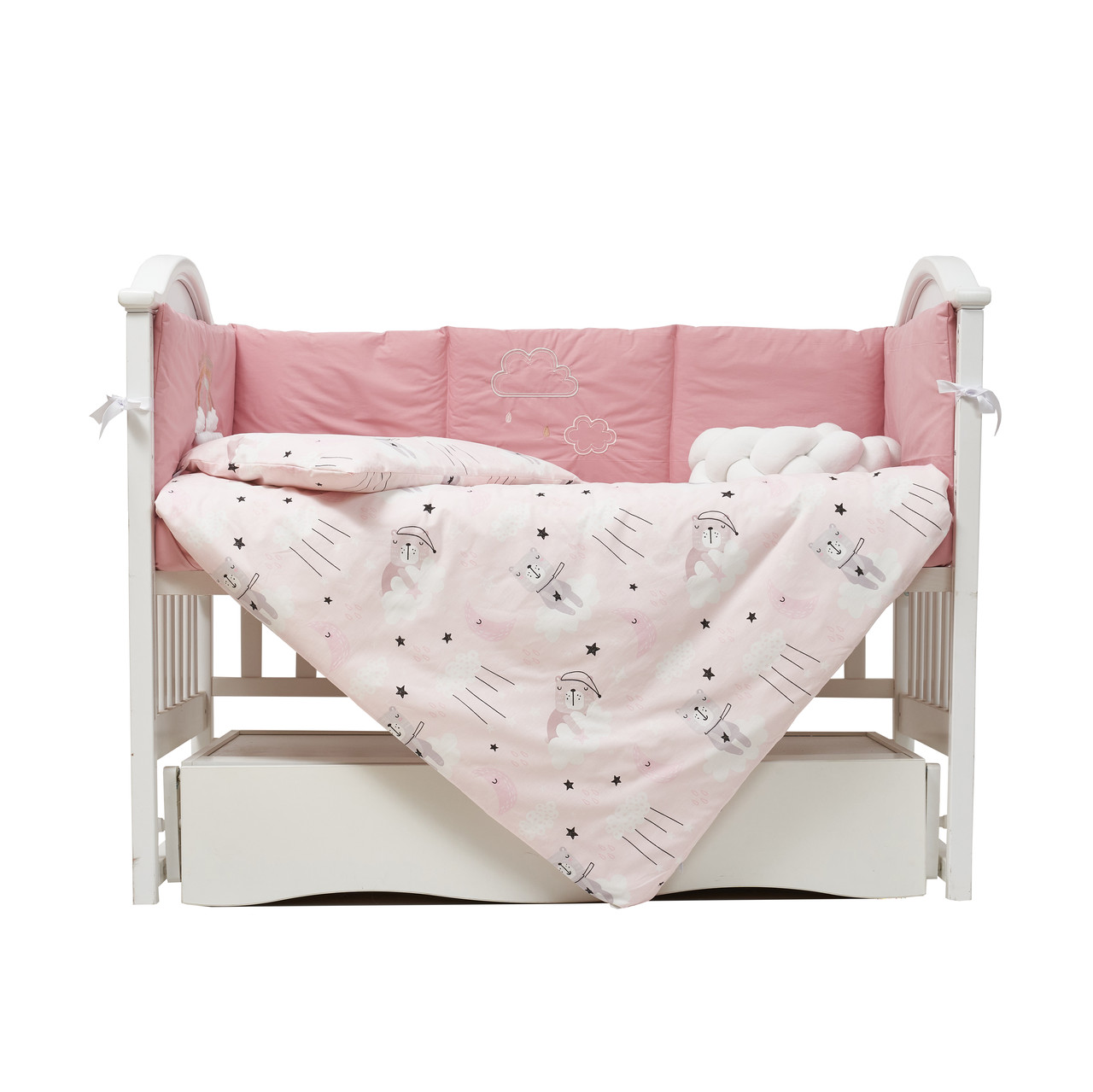Постільний комплект 7 ел Twins Fluffy Puffy 4076-TFP-24, powder pink, пудра