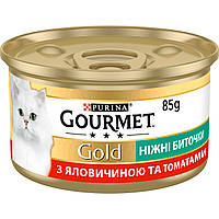 Влажный корм GOURMET Gold (Гурмэт Голд) "Нежные биточки" для взрослых кошек, с говядиной и томатами 85 г