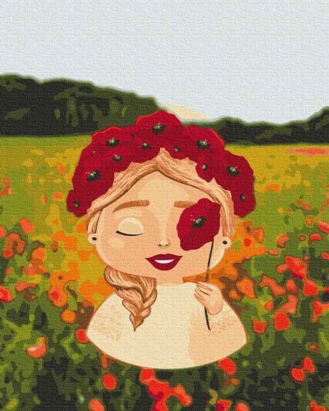 Акційна Картина за номерами BrushMe Маковий віночок ©Лілі Демачкович (BS53284) 40 х 50 см, фото 1