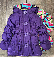 Тепленька курточка на холодну осінь на флісі з шарфиком (Розмір 2-3Т) PINK PLATINUM (США)