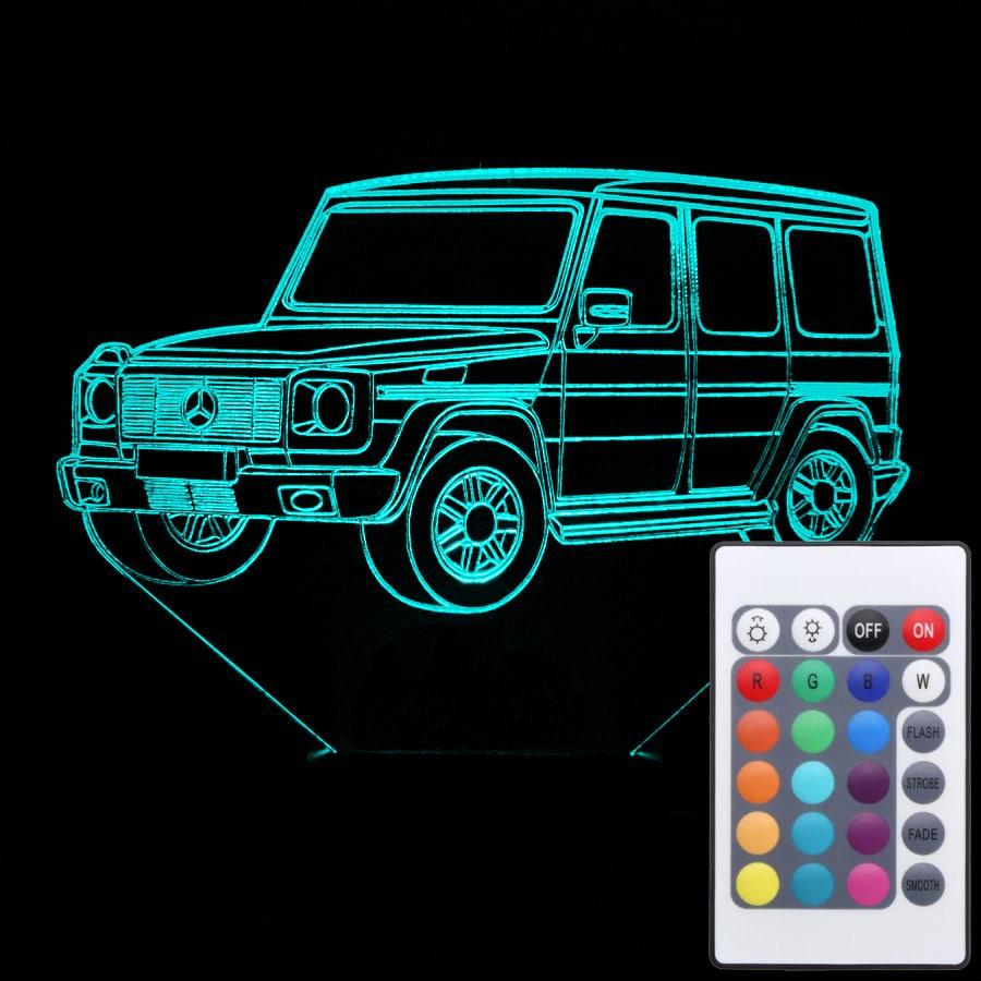 Акриловий світильник-нічник з пультом 16 кольорів Mercedes-Benz G-Class tty-n002044