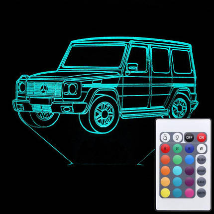 Акриловий світильник-нічник з пультом 16 кольорів Mercedes-Benz G-Class tty-n002044, фото 1