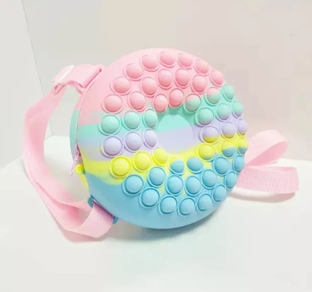 Круглый разноцветный детский рюкзак поп ит - фото 2 - id-p1696541799