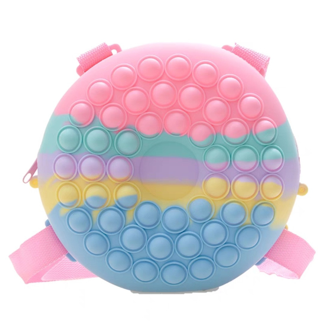 Круглый разноцветный детский рюкзак поп ит - фото 4 - id-p1696541799