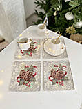 Серветка Новорічна 17x18 см. "Різдвяник" гобеленова, фото 4