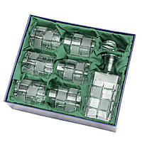 Кришталевий набір посуду для віскі у подарунковій упаковці з тканиною, 7 од. (6280/2)