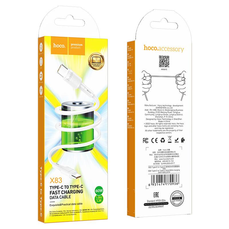 Кабель HOCO X83 Type-C to Type-C Victory 60W charging data cable
