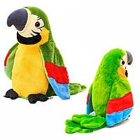 Интерактивная развивающая игрушка говорящий попугай Parrot Talking, Зелёный / Мягкая игрушка для детей