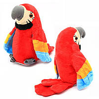 Интерактивная развивающая игрушка говорящий попугай Parrot Talking, Красный / Мягкая игрушка для детей