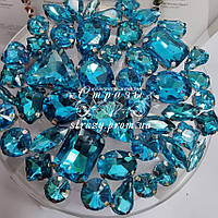 Стразы в цапах MIX Aquamarine, 50шт