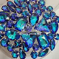 Стрази в цапах MIX Blue Zircon Volcano, 50 шт.