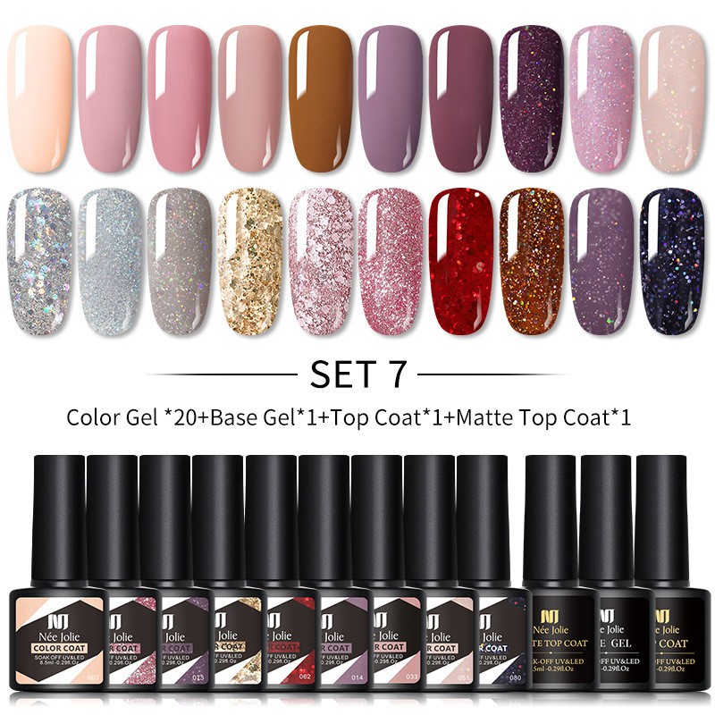 Великий набір гель лаків для манікюру базових кольорових різних. Гель-лаки для нігтів. Шовлак (23 шт.), фото 1