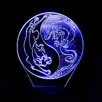 Акриловый светильник-ночник Инь и Ян синий tty-n002081
