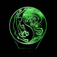 Акриловый светильник-ночник Инь и Ян зеленый tty-n002082
