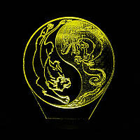 Акриловий світильник-нічник Інь та Ян жовтий tty-n002084