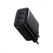 Мережевий зарядний пристрій на 3 USB BASEUS 17W Compact Charger (чорний), фото 3
