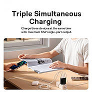 Мережевий зарядний пристрій на 3 USB BASEUS 17W Compact Charger (чорний), фото 5