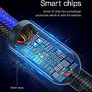 Короткий кабель для зарядки 3в1 BASEUS 3.5A Primary Colors MicroUSB+Lightning+Type-C (чорний) 30cм, фото 8