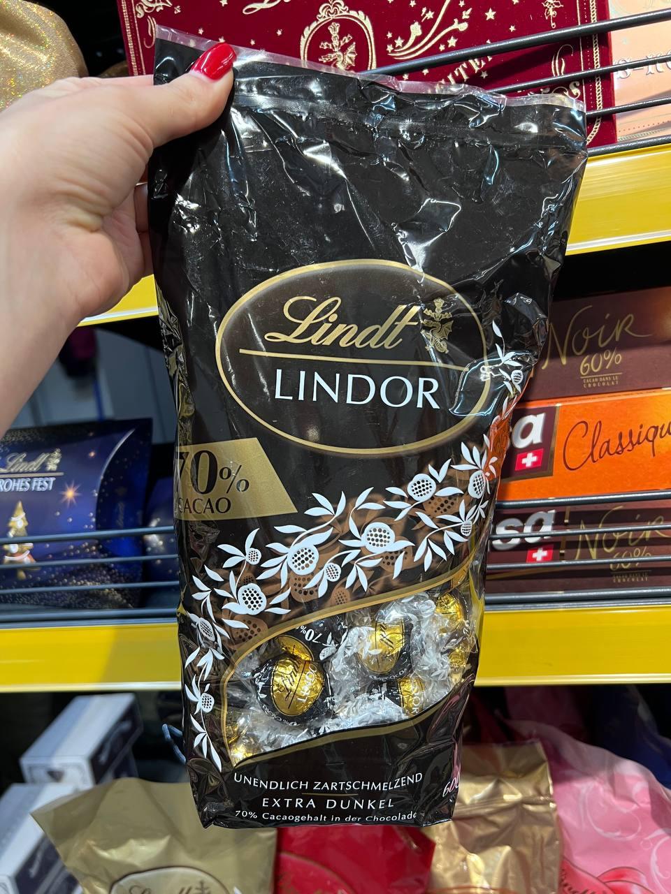 Шоколадні цукерки😇Lindt LINDOR "70% какао". 600 гр. Швейцарія.