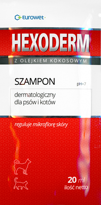Дерматологічний шампунь Гексодерм 20мл Hexoderm з хлоргексидином та кокосовим маслом для собак та котів