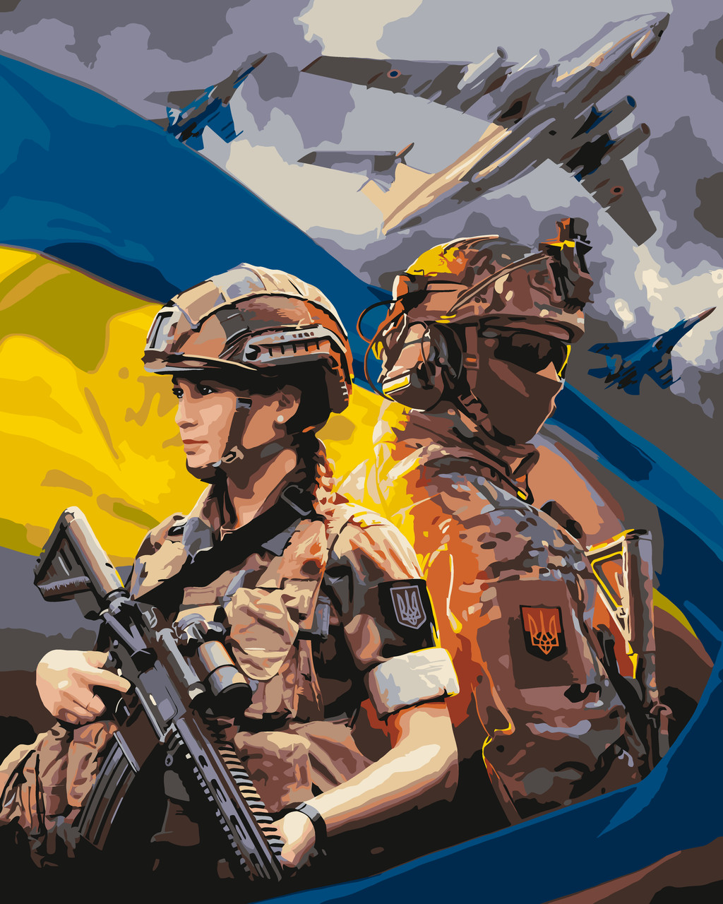 Картина за номерами Патріотична. Чоловік та дівчина ЗСУ 40*50 см Орігамі LW 3247