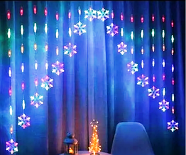 Світлодіодна гірлянда штора завіса "Сніжинка-арка" 3 метри / Кольорова