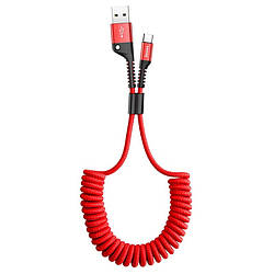 Спіральний кабель USB на Type-C BASEUS Fish eye Spring (3A, 1M). Red