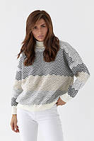Модный женский свитер свободного кроя молочный 46-54