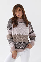 Модный женский свитер свободного кроя пудра 46-54