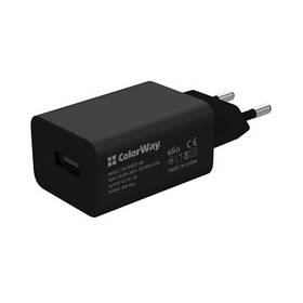 Зарядний пристрій ColorWay 1 USB AUTO ID 2 A (10 W) black (CW-CHS012-BK)