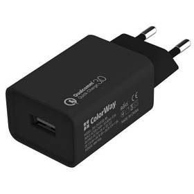 Зарядное устройство ColorWay 1USB Quick Charge 3.0 (18W) black + cable Lightning (CW-CHS013QCL-BK)