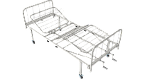 Кровать медицинская функциональная АТОН КФ-4-МП-БМ-К75 с металлическими быльцами и колесами 75 мм