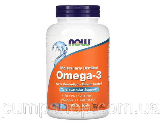 Омега-3 жирні кислоти Now Foods Omega-3 180 капс. (в кишковорозчинній оболонці), фото 2