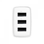 Мережевий зарядний пристрій на 3 USB BASEUS 17W Compact Charger (білий), фото 3