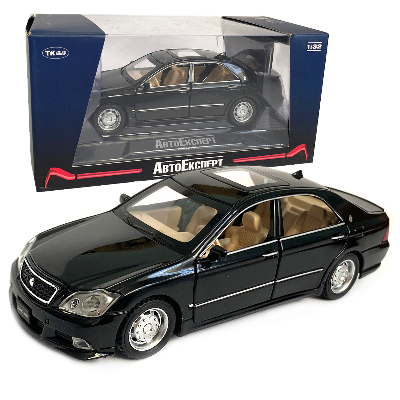 Машинка металева Toyota Royal Crown 2,5 «AutoExpert» Тойота, черний, звук, світ, інерц., відкр. двері, багаж, капот, 16*6*5 см (GT, фото 1