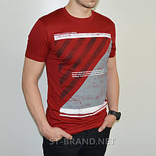 Розміри: M (46/48). Чоловіча футболка з принтом D&J, Туреччина - бордовая