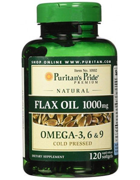 Олія лляна Puritan's Pride Flax Oil 1000 mg (Омега-3,6,9) 120 Softgels