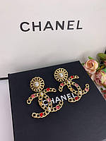 Роскошные брендовые серьги в форме логотипа с красными камнями в винтажном стиле, ЛЮКС качество!