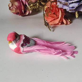 Декоративна пташка рожева 15 см.