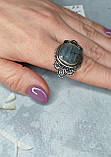 Кільце натуральний лабрадор. Лабрадор квадрат в сріблі 16,8 розмір. Індія., фото 3