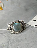 Кільце натуральний лабрадор. Лабрадор квадрат в сріблі 16,8 розмір. Індія., фото 4