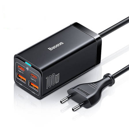 Зарядний пристрій (зарядка) для телефону Baseus GaN 3 Pro 2 х Type-C + 2 х USB Чорний (CCGP000101), фото 1