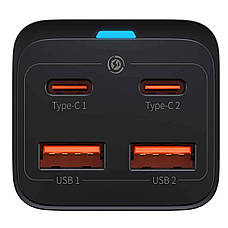 Зарядний пристрій (зарядка) для телефону Baseus GaN 3 Pro 2 х Type-C + 2 х USB Чорний (CCGP000101), фото 3